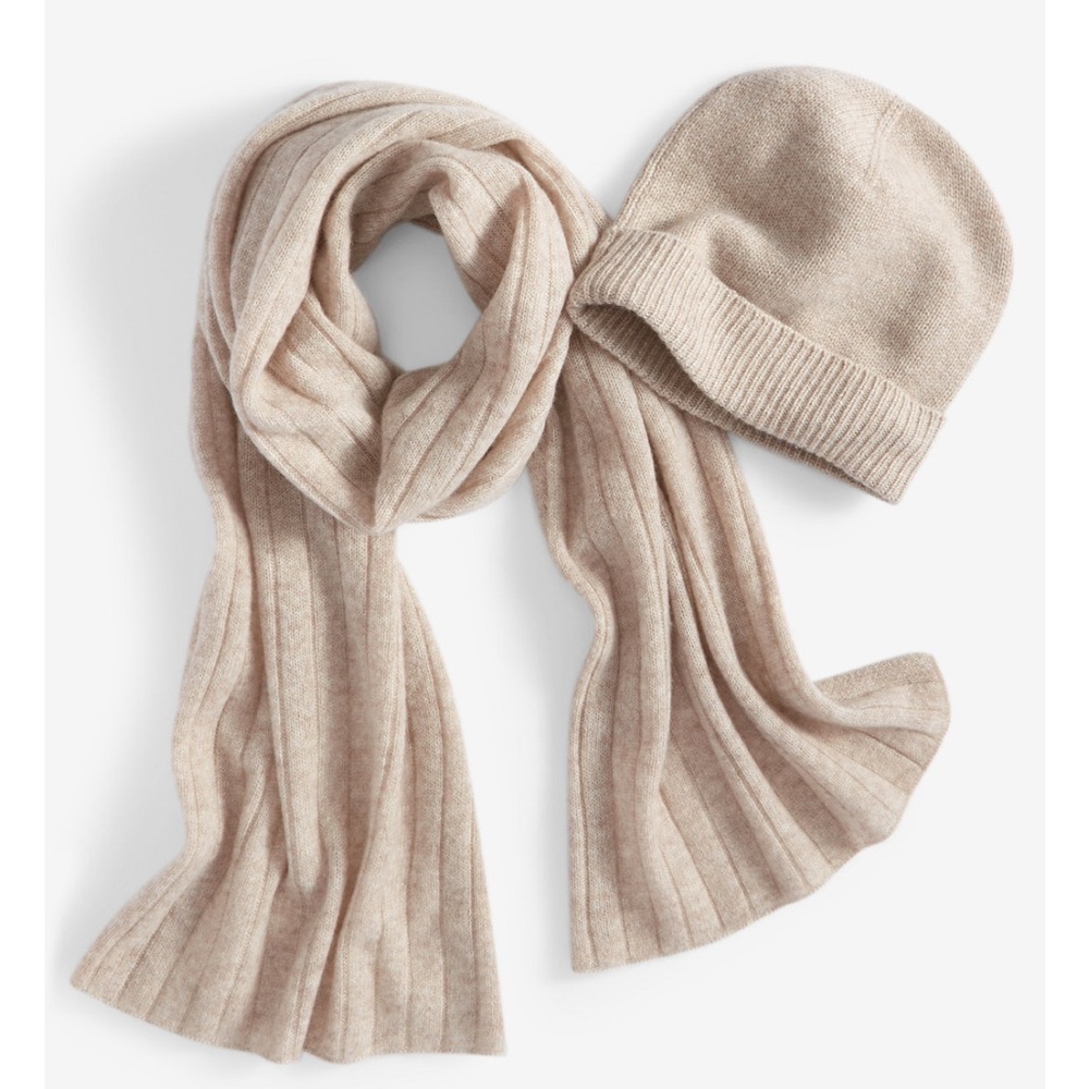 Elegant Cream Cashmere Scarf and Hat